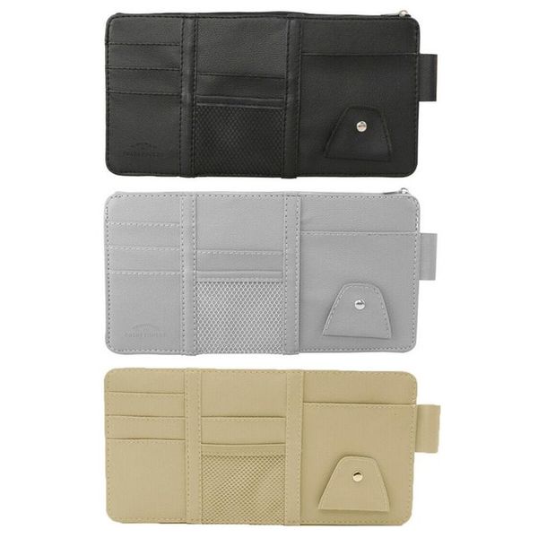 Organisateur de voiture Auto pare-soleil Point sac de poche carte lunettes support de stockage pince intérieur accessoires paquet