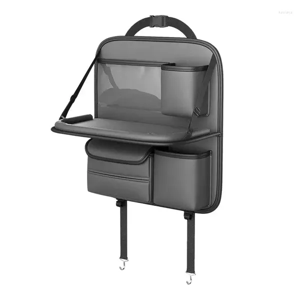 Organizador de coche, bolsillo de almacenamiento automotriz para asiento trasero con organizadores de bandeja de mesa para mochila de asiento y camión