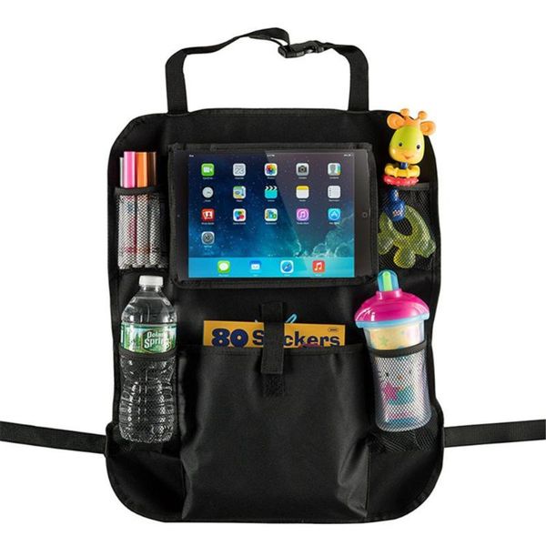 Organizador de coche, bolsa colgante para asiento trasero, soporte para tableta automático, bolsa de almacenamiento para teléfono, estilismo para guardar y ordenar