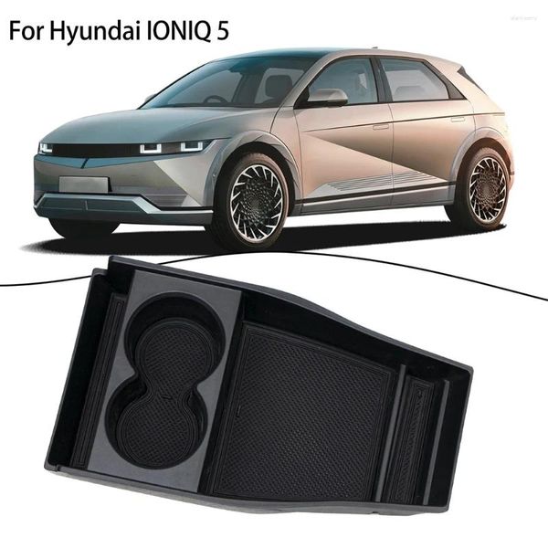 Organizador de automóviles Caja de almacenamiento de reposabrazos ABS negro Caja de almacenamiento para Hyundai IONIQ 5 2024 Accesorios interiores