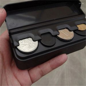 Organisateur de voiture en plastique noir, étui pour pièces de monnaie, boîte de rangement d'argent, porte-conteneurs 4 grilles