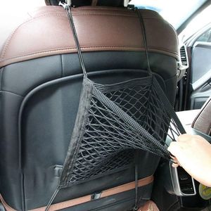 Organizador de coche, asiento de vehículo negro, malla elástica de nailon, accesorios de red, bolsa de bolsillo de almacenamiento, soporte para maletero trasero, suministros para equipaje