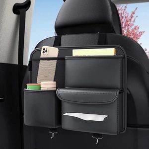 Organisateur de voiture porte-gobelet sac de rangement dossier de siège en Faux cuir avec crochet tissu téléphone Auto pour