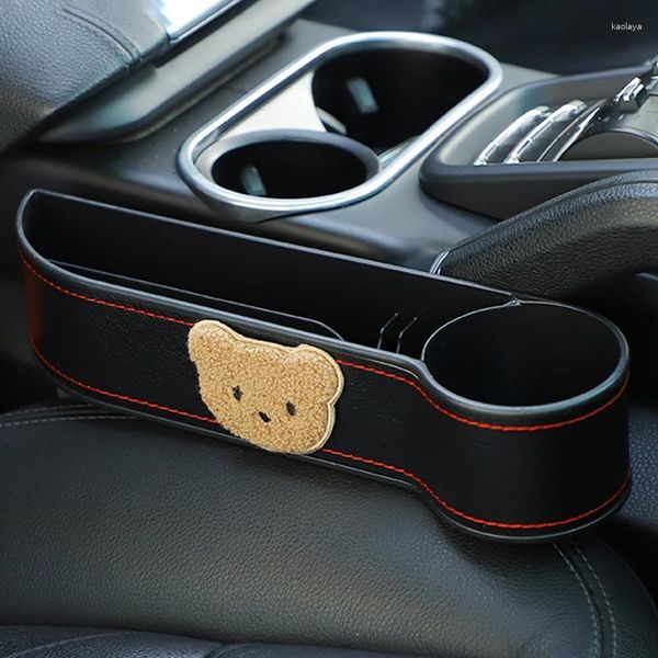 Organizador de automóviles Lindo Oso Portavasos Asiento Multifuncional Gadget Caja de almacenamiento ABS Costura Bolsillos Tronco