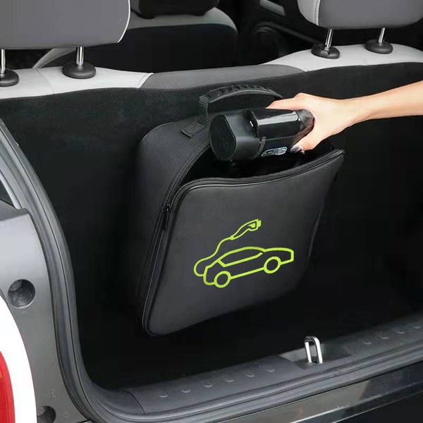 Organisateur de voiture EV sac de transport étanche ignifuge pour véhicule électrique Tesla modèle 3 Y S X chargeur câbles de charge prises prises équipement conteneur mallette de rangement