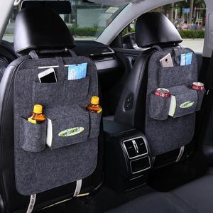 Organizador de coche, bolsa de almacenamiento de fieltro, caja de papel para colgar en el asiento, portavasos para bebidas con bolsillo trasero automático