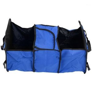 Organisateur de voiture pliable arrière coffre support Oxford isolé refroidisseur boîte de rangement sac bleu