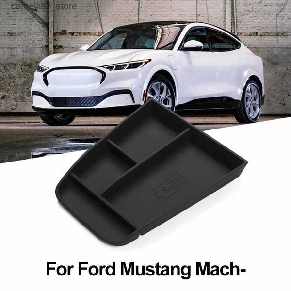 Organisateur de voiture pour Ford Mustang Mach-E 2021+ Console centrale de voiture Accoudoir Boîte de rangement Plateau Noir Diviseur Boîte de rangement Organisateur Rangement Rangement Q231109