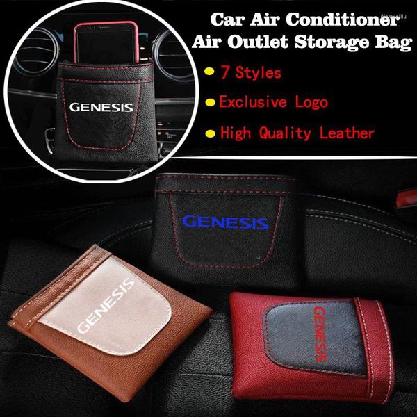 Organizzatore per auto per Gensis PU Pelle Air Vent Supporto per telefono Custodia per presa Tasca per chiave appesa