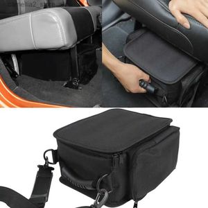 Organizador de coche para Jeep Wrangler JL JK Gladiator JT 2007-2023 Organizador de asiento trasero Bolsillo debajo del asiento Bolsa de almacenamiento Accesorios interiores del coche Negro Q231109