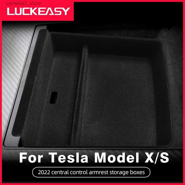 Organisateur de voiture pour Tesla modèle X modèle S 2023 boîte de rangement d'accoudoir de commande centrale de voiture organisateur ABS accessoires intérieurs automatiques rangement rangement Q231109