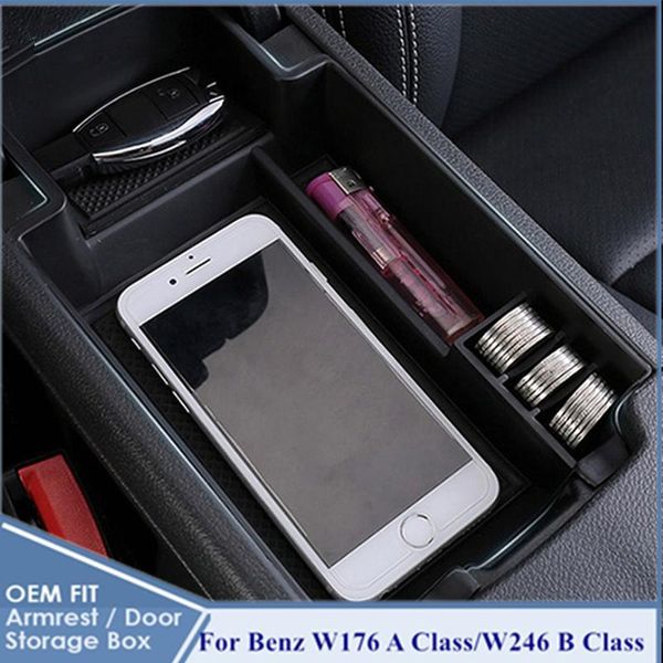 Organizador de automóviles para W176 A Class y W246 B, accesorios para automóviles, caja de almacenamiento con reposabrazos Central, guante contenedor negro