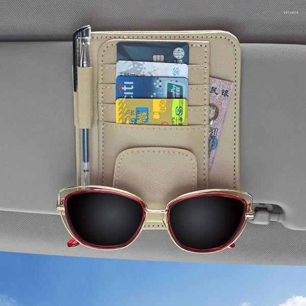 Organisateur de voiture stockage de lunettes pare-soleil Point poche pochette sac IC porte-carte Clip rangement rangement accessoires Auto