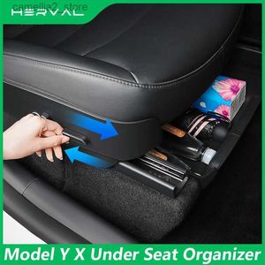 Organiseur de voiture Herval pour Tesla Model Y sous le siège, boîte de rangement, poubelle de voiture, support de tiroir pour Tesla Model Y X, accessoires Q231109