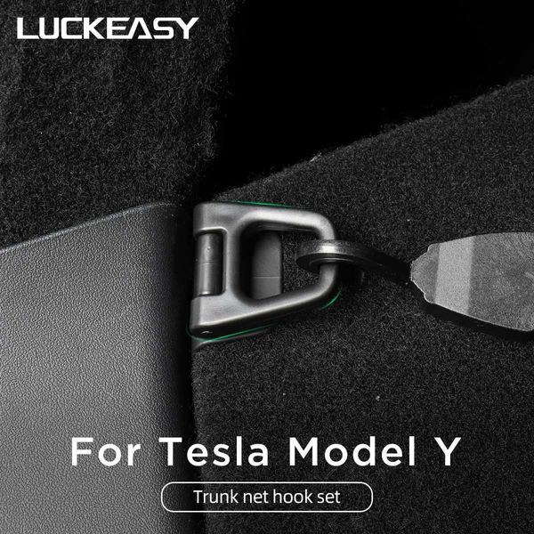 Organisateur de voiture LUCKEASY pour Tesla modèle Y 2023 bagages de voyage filet fixe modifié coffre filet sac de rangement organisateur sac accessoires de voiture Q231109