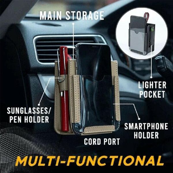 Organizador de automóviles Bolsillo multifuncional Ventilación de aire automotriz Bolsa de almacenamiento para teléfono móvil Bolsa pequeña Estilo