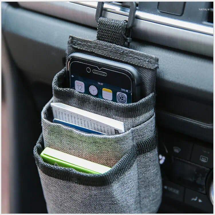 Organizador de carro suporte de telefone armazenamento interior acessórios ventilação bolso saco recipiente universal