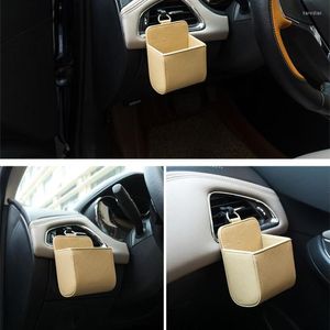 Organisateur de voiture en cuir PU prise évents poubelle téléphone siège sac stockage pour Ix35 IX45 IX25 I20 I30 Sonata Verna Solaris