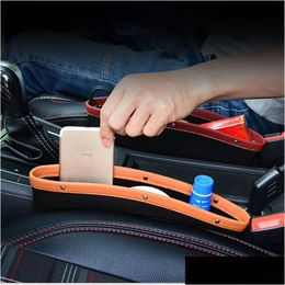 Auto -organisator pu lederen opslagstoel slip gap case pocket mtifunctionele driver catcher catcher cup houder accessoires drop levering auto otf5k