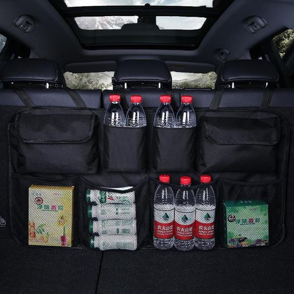 Organizador de coche, bolsa de almacenamiento para asiento trasero, redes colgantes múltiples, bolsillo para maletero, almacenamiento automático, accesorios interiores, Car170f