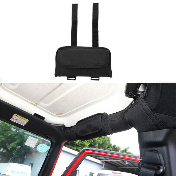 Organisateur de voiture, sac de rangement multifonctionnel pour lunettes de poignée de barre de sécurité pour Jeep Wrangler JK TJ JL 1997+ Noir