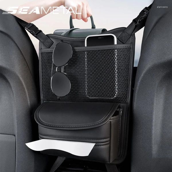 Organizador de automóviles SEAMETAL Bolsa de almacenamiento de control central Asiento multifuncional Red de bolsillo Bolso de bolsillo Titular de tejido para accesorios