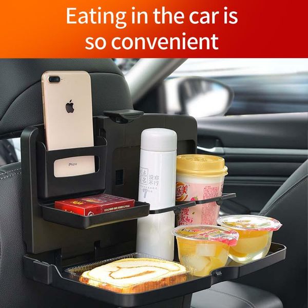 Organizador de coche, respaldo de asiento, bandeja de mesa plegable multifuncional Universal, soporte para bebidas, teléfono móvil, ordenador, coche