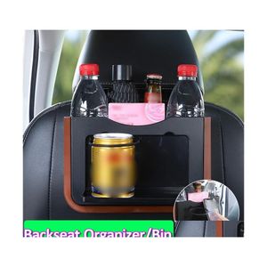 Organisateur De Voiture Siège Pliable Sac De Rangement Boîte Banquette Arrière Porte-gobelet Table À Manger Accessoires Intérieur Drop Delivery Mobiles Motos Dhtyz