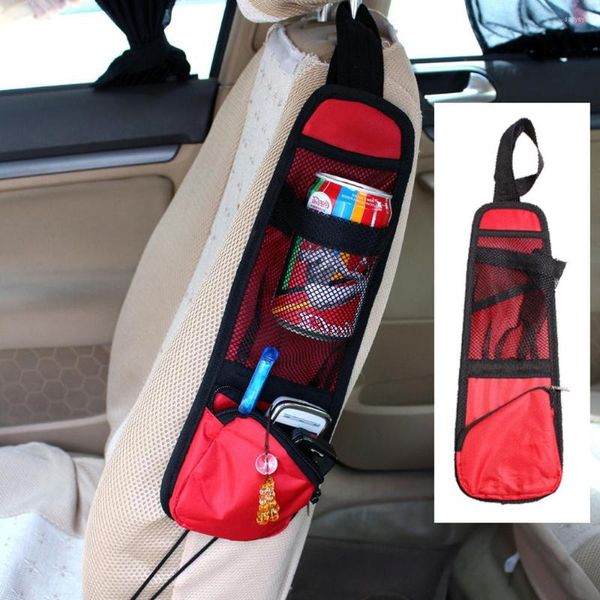 Organizador de coche, bolsa de almacenamiento lateral para asiento, bolsa de soporte multibolsillo de viaje para coche, red con cremallera para accesorios