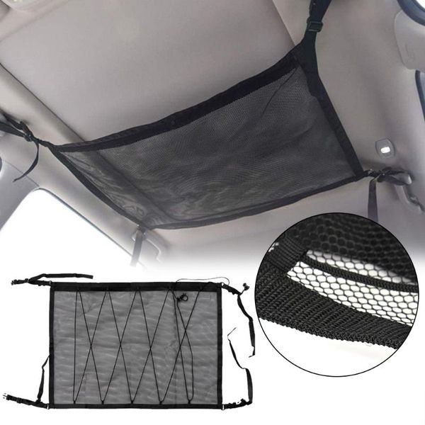 Organisateur de voiture sac de rangement intérieur plafond filet poche de toit Cargo maille attaches Kit Auto hors route 4x4 RV Automobile accessoires