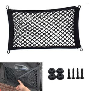 Organisateur de voiture extensible petit filet de rangement de poche filet élastique avec vis de montage et crochets pour bateaux RV camion SUV