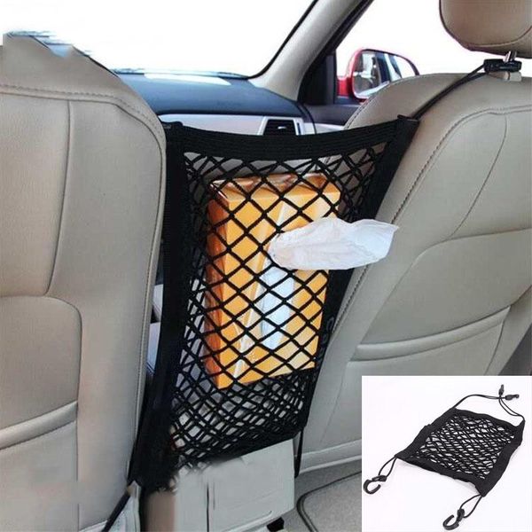 Organizador de coche, bolsa de red de malla elástica fuerte entre el asiento trasero, portaequipajes, bolsillo para estilizar CarCar