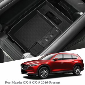 Organizador de coche estilo ABS para CX-8 CX-9 2022-presente LHD consola central apoyabrazos caja de almacenamiento cubierta Interior accesorios para automóviles