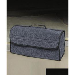 Organisateur de voiture Sac de rangement de coffre Boîte de démarrage en feutre pliable Outils de voyage Rangement de style bien rangé Gray8800325 Livraison directe Automobiles Moto Ot5Vo