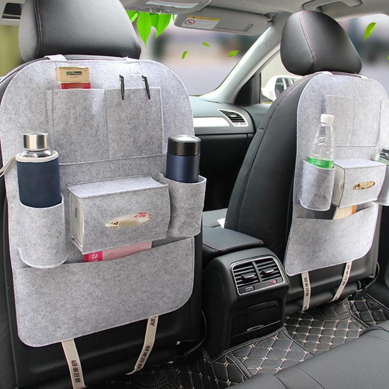 Car Organizer Universal Back Seat Storage Bag Trunk Elastic Felt 6 Pockets Hanging Accessories