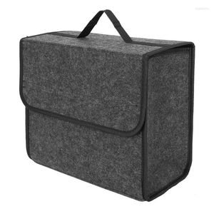 Organizador de automóviles Uxcell Grey Fieltro Tela Multiuso Portátil Caja de almacenamiento plegable Tronco Plegable Auto Trasero