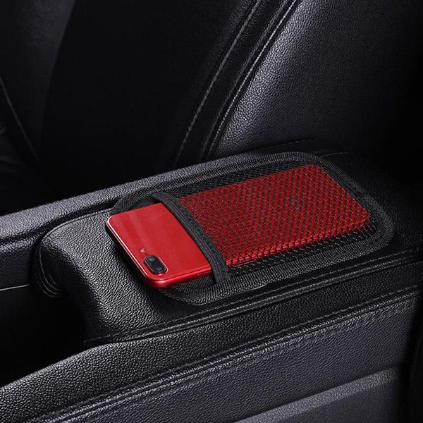 Organizador de coche, bolsa de almacenamiento de red de malla adhesiva para vehículo, soporte para teléfono, UniversalCar