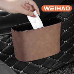 Organizador de automóviles Weihao Trash Can Bin PU Cuero de cuero Bolsa de almacenamiento plegable Organizar accesorios interiores