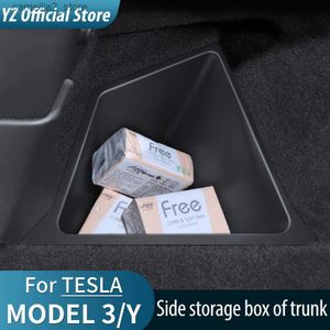 Organisateur de voiture YZ Boîte de rangement latérale de coffre de voiture sous l'organisateur de siège tapis de flocage panneau de séparation rangement pour Tesla modèle Y 2021-2022 Q231109