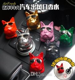 Auto Ornament PVC Zonnebril Franse Bulldog Luchtverfrisser Auto Outlet Vent Parfum Clip Leuke Geur Geurverspreider Gift1065736