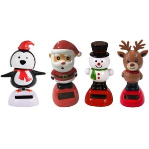 Ornements de voiture ABS solaire alimenté noël danse père noël bonhomme de neige jouets tableau de bord décoration Bobble danseur voiture accessoires nouveau