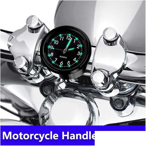 Voiture Autre Auto Electronique Nouvelle Moto Vélo Horloge Chrome Étanche Motorhandlebar Mont Quartz Montre En Aluminium Lumineux Motoraccess Dhlhe