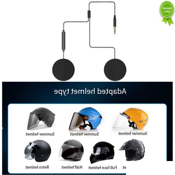 Coche Otro Auto Electrónica Nuevo Casco de motocicleta Auriculares Altavoces duales Auriculares trenzados Auriculares Auriculares con diadema plana Auriculares estéreo de 3,5 mm Dhirw