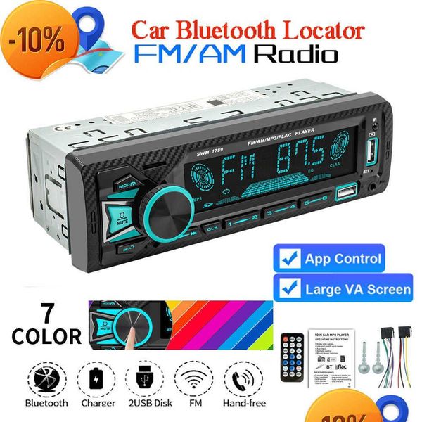 Coche Otro Auto Electrónica Nueva Radio O 1DIN Bluetooth Estéreo Reproductor MP3 Transmisores FM 60Wx4 Entrada auxiliar Puerto Iso Soporte Siri Estacionamiento Dha7U