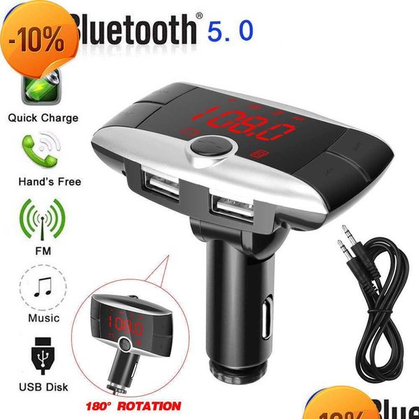 Coche Otro Auto Electrónica Nueva Luz Roja Widesn Bt01 Bluetooth Reproductor Mp3 Manos Transmisor FM Inalámbrico Adaptador de Radio Cargador USB Drop DHFOB