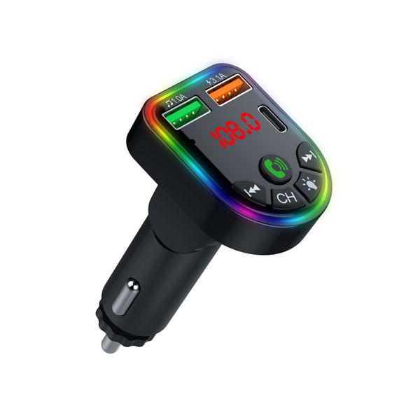 Car P20 Chargeur de voiture sans fil sans fil 3 ports Amosphère colorée Lights Double USB Bluetooth FM Transmetteur Car MP3 Charger de téléphone Charing Fast Car Charger