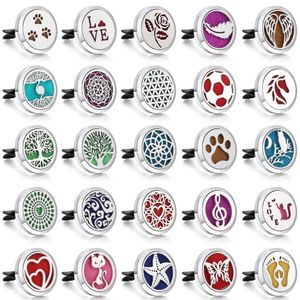car Pendants New Stainless Steel Aromatherapy Jewelry 30mm Tree of Life Car Perfume Diffuser Clip Air Freshener Essential Oil Diffuser Locket