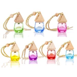 Auto parfum fles luchtverfrisser diffuser opknoping lege glas navulbare essentiële olieflessen draagbare hanger ornament verpakking