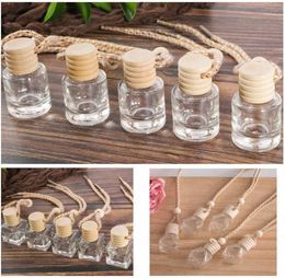 Car Perfume Bottle Car Pendant Perfume Ornament Air Freshener For Essential Oils Diffuser Fragrance Empty Glass Bottle 3 StylesHH92954324