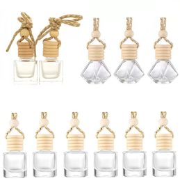 Coche botella de perfume coches colgante ornamento aceites esenciales difusor 12 diseños ambientador fragancia botella de vidrio vacía